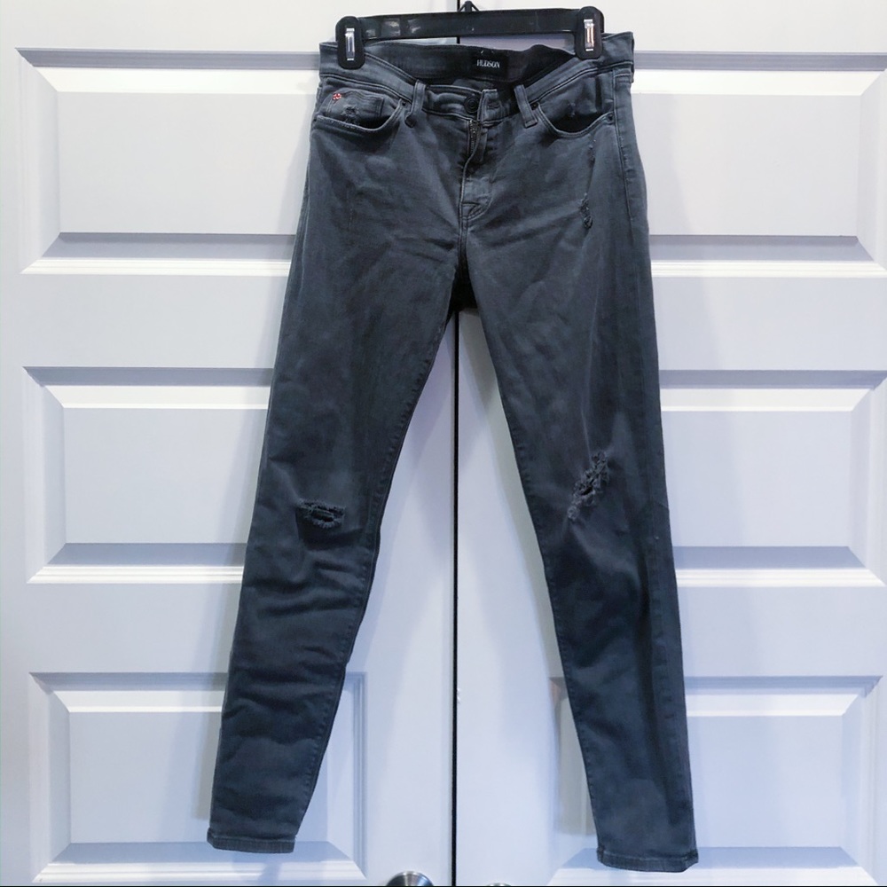 Hudson Ripped Cropped Gray Mid Rise Jeans